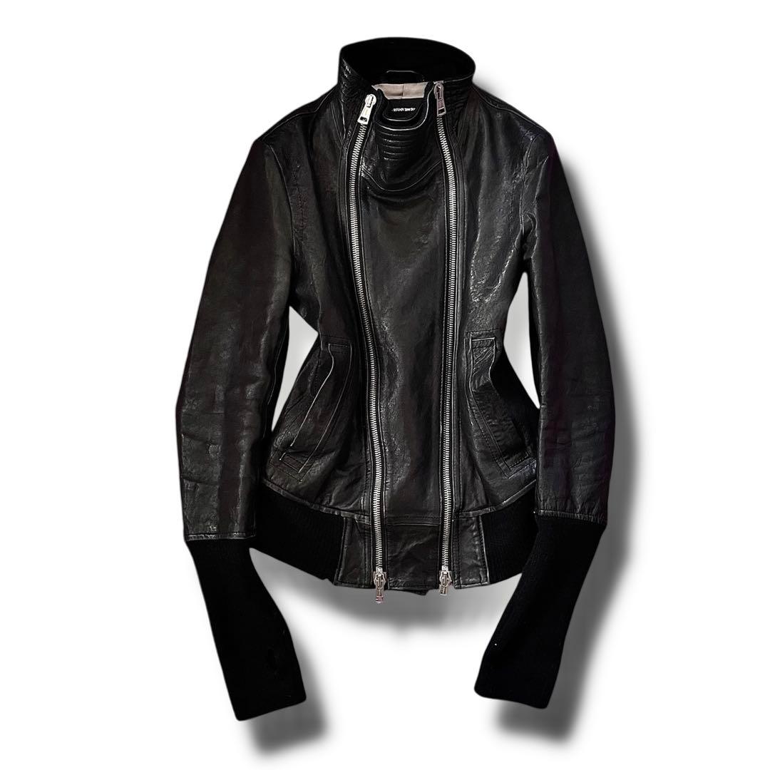 ジャケット・アウター 00s DEFORMATION GIMMICK LEATHER JACKET
