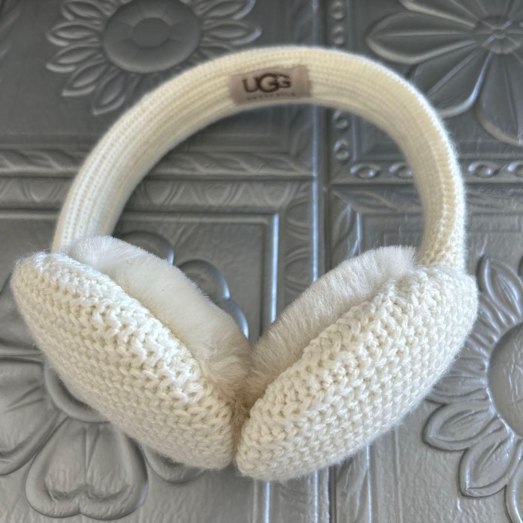 UGG アグ 耳あて イヤーマフ ホワイト ニット ボア