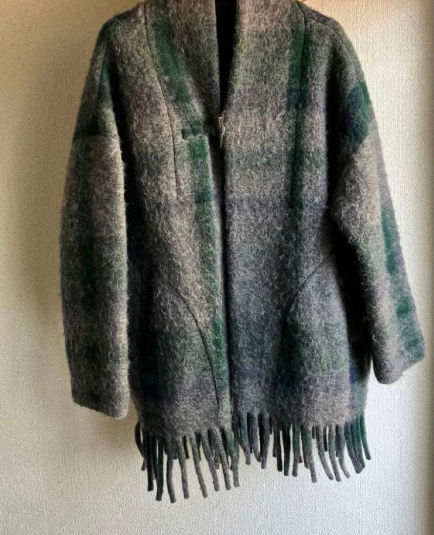 値下げ【美品】plantation ビッグチェックフリンジ　コート