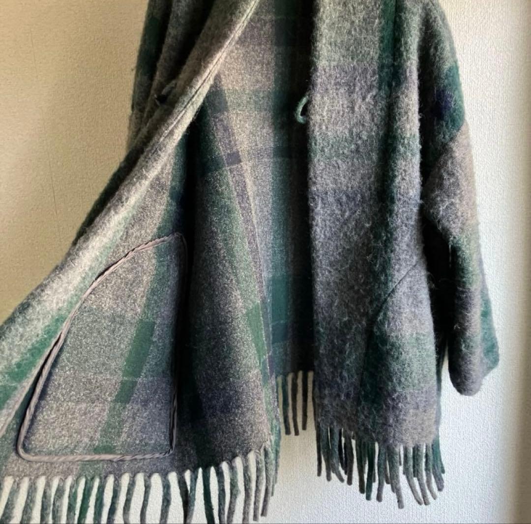 値下げ【美品】plantation ビッグチェックフリンジ　コート