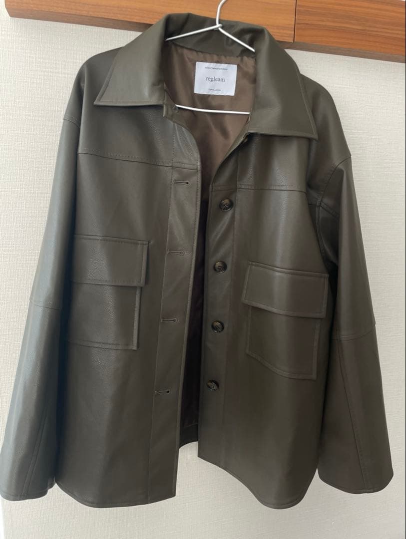 regleem エコレザーシャツジャケット ダークブラウン