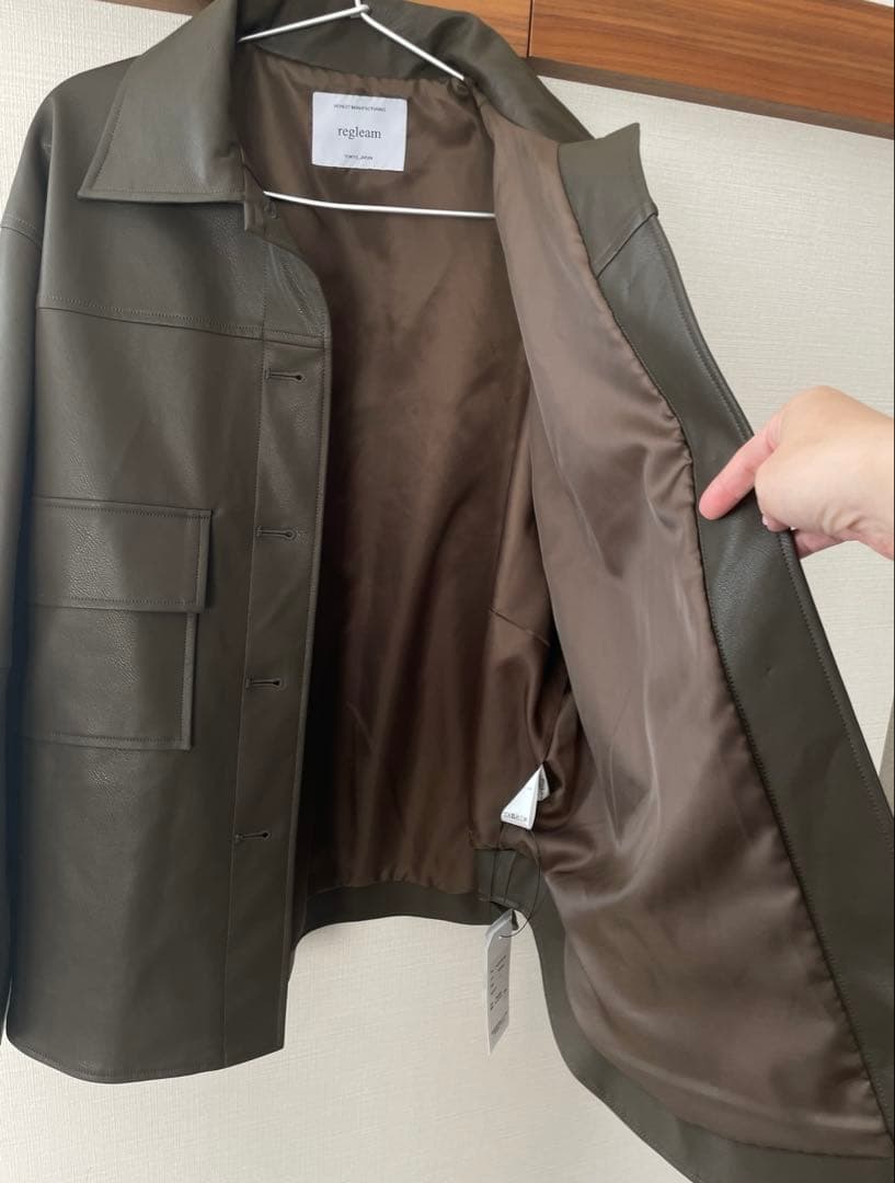 regleem エコレザーシャツジャケット ダークブラウン