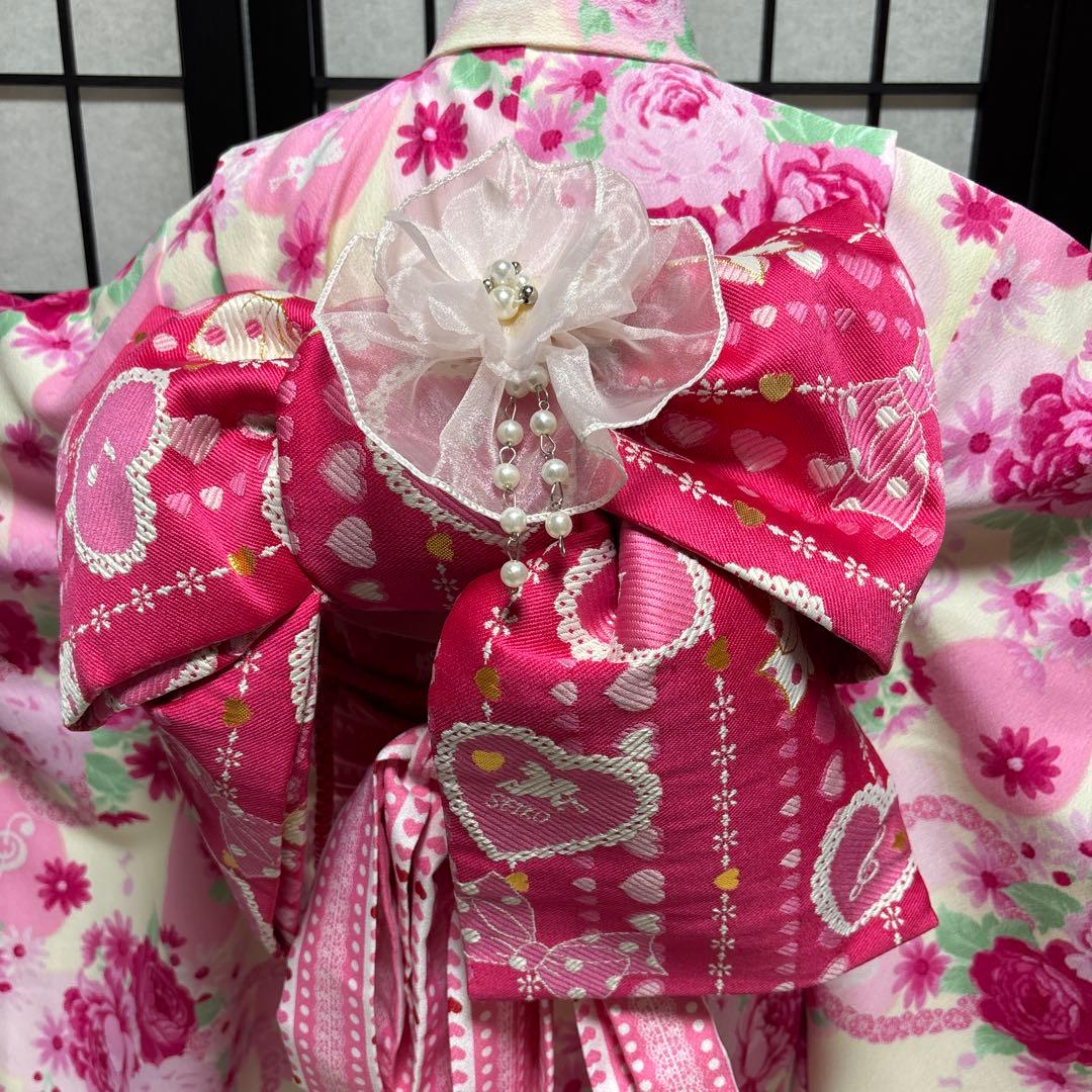 七五三　着物セット　7歳　白色　ピンク色　ブランド　セイコマツダ