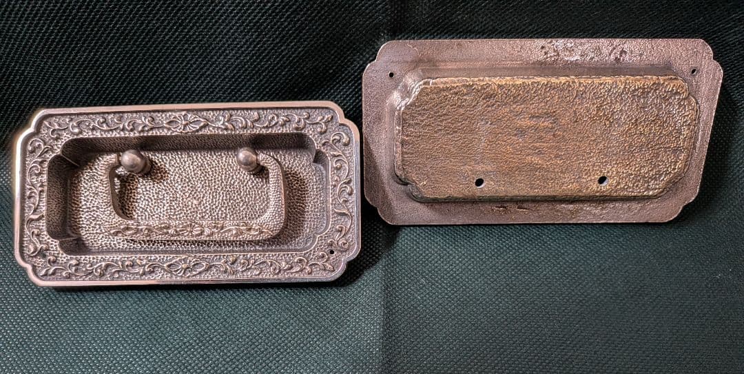 箪笥引手　12組(個)　砲金　掘り(埋め)込み型　アンティーク　昭和31年