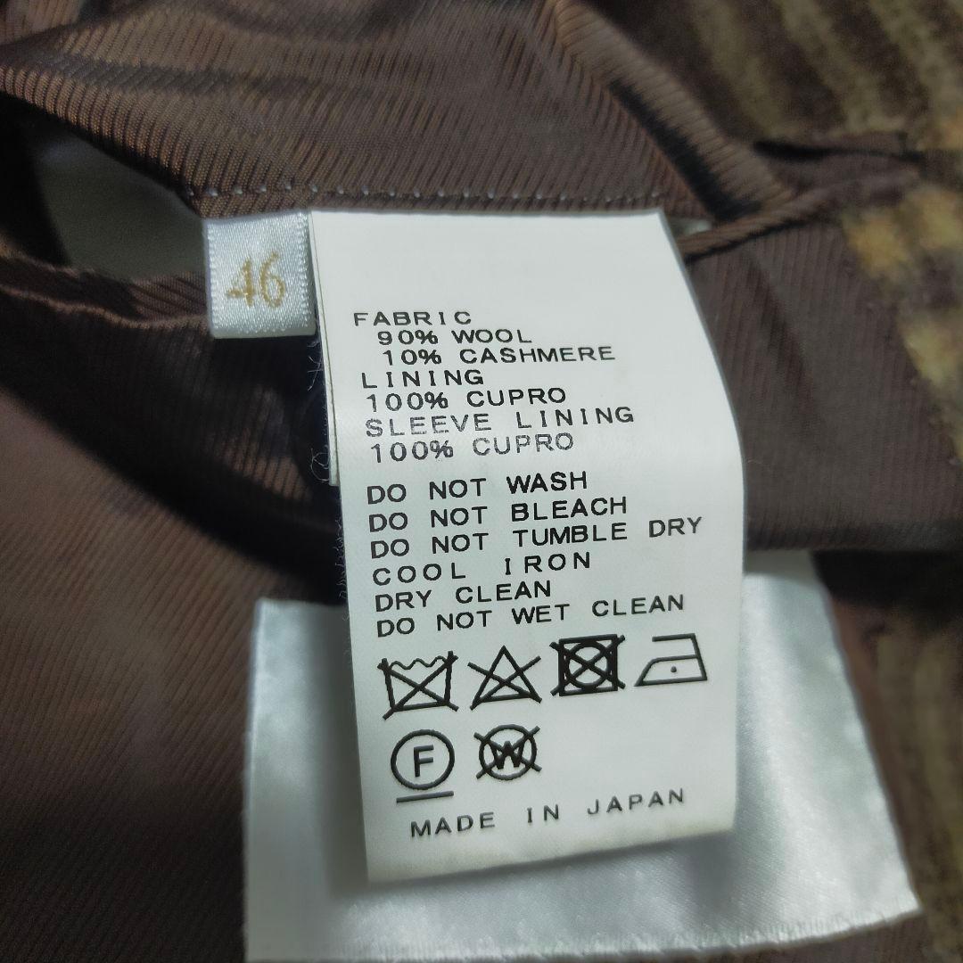 【未使用品】エディフィス・チェスターコート・カシミヤ・ブラウンチェック・タグ付M