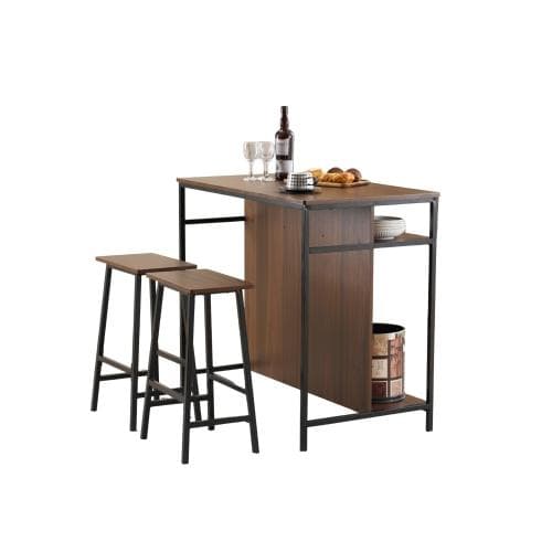 【ブラウン】新発売カウンターテーブル スツール 3点セット ハイテーブル 木製