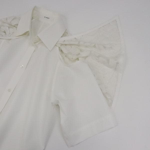 B6157■美品■CINOH ハーフスリーブケープ ブラウス シャツ 36