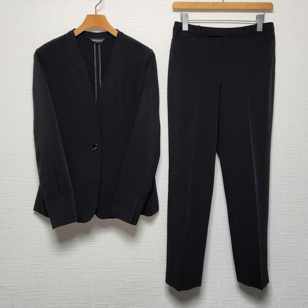 エスプリミュール　レディース　パンツ　スーツ　セットアップ　ブラック　ストレッチ