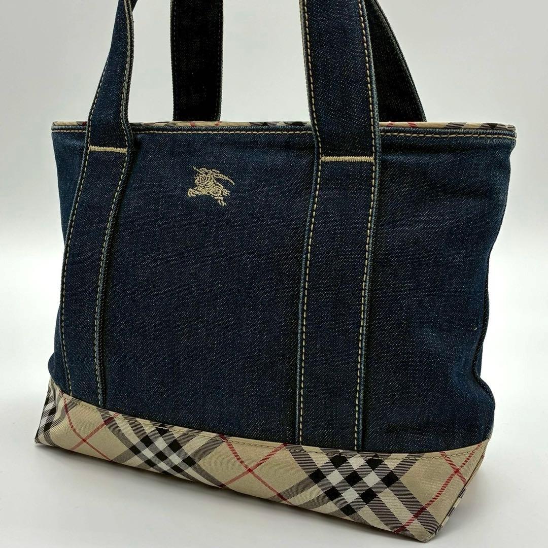 バーバリーブルーレーベル　デニム生地　ミニトート　ハンドバッグ　ノバチェック