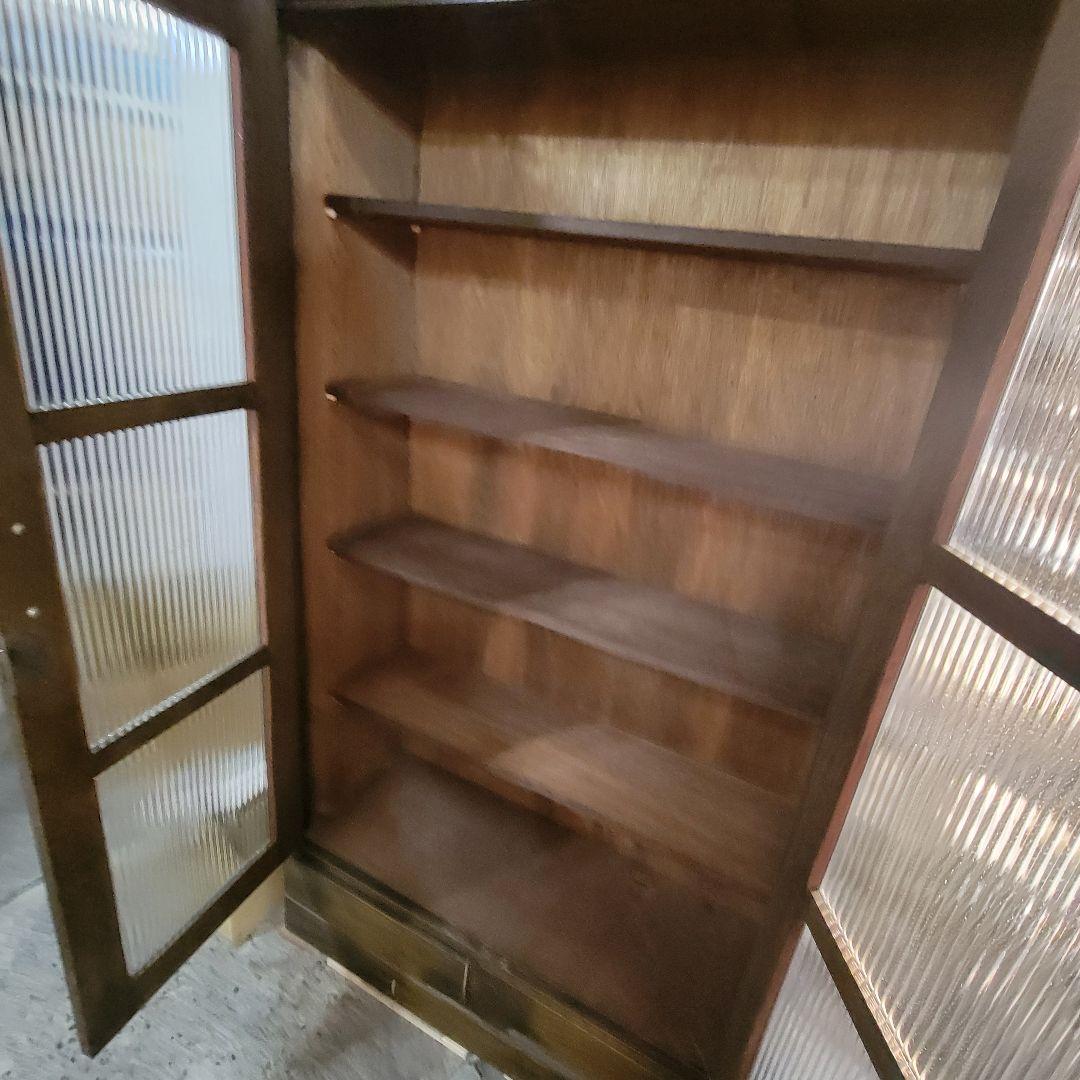 昭和レトロ 木製 食器棚 ガラス扉 キャビネット 収納棚 古家具