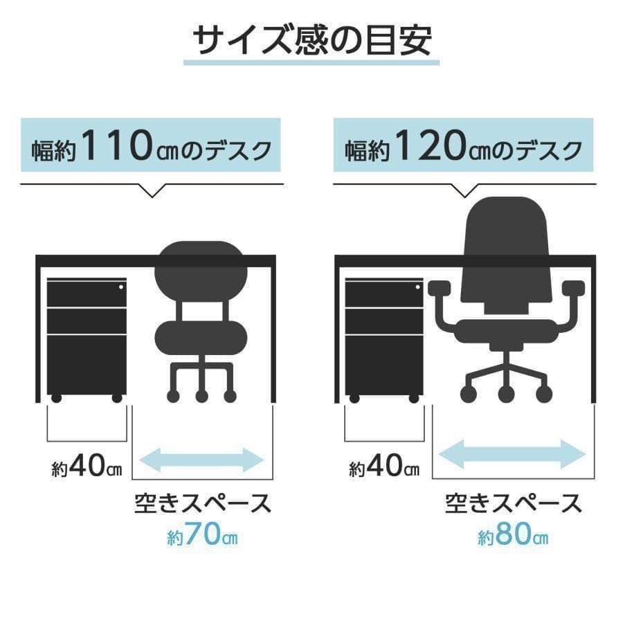 オフィスワゴン幅40 鍵付き 完成品 3段 キャスター付き ブラック 2851