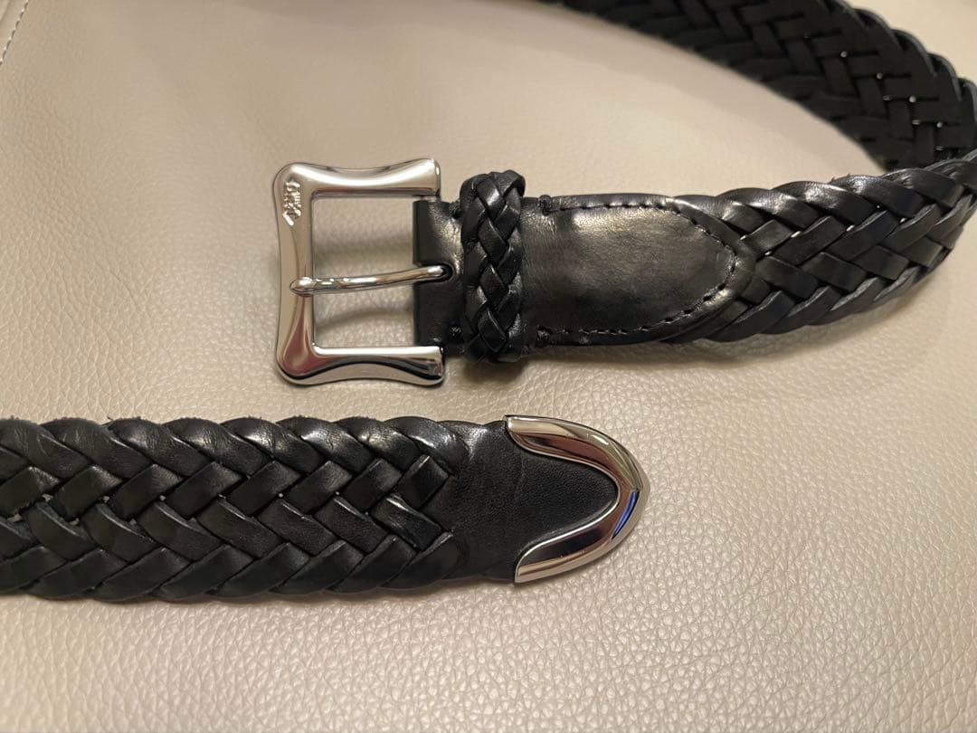 J &M DAVIDSON編み込みデザイン ブラック ベルト 32/80