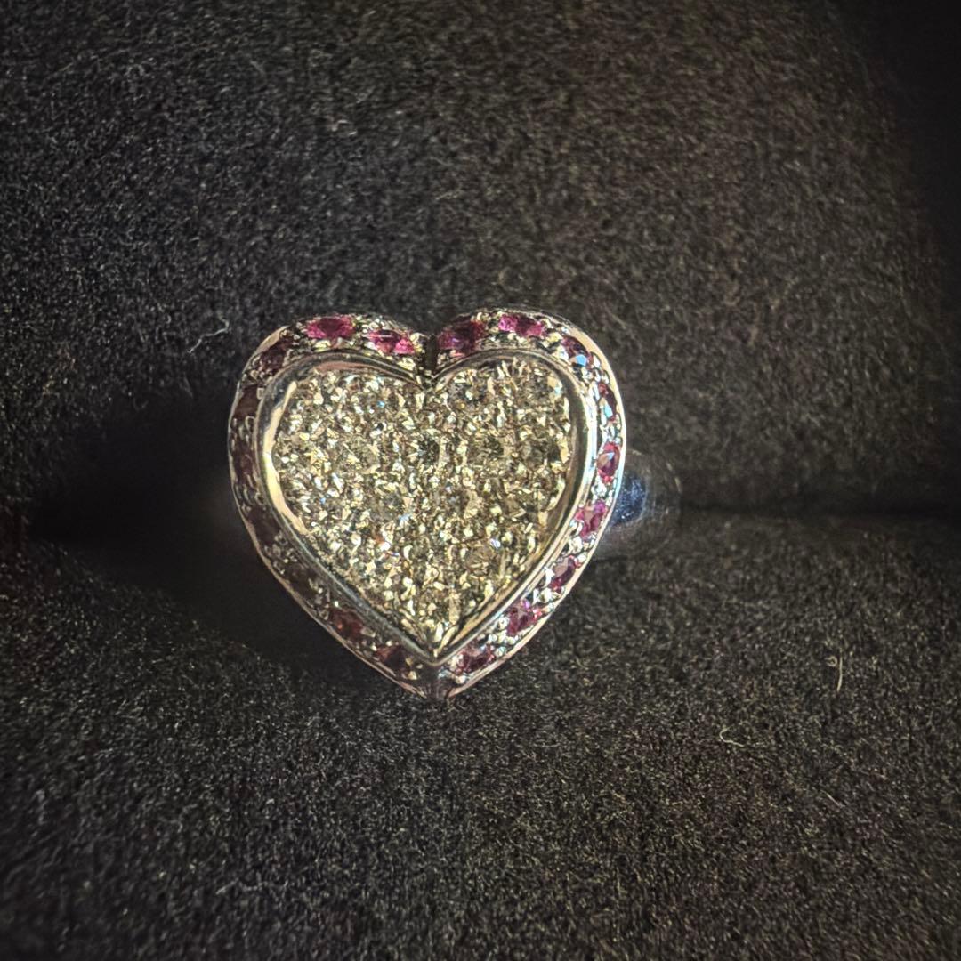 ハート型　ホワイトゴールド　指輪　超美品