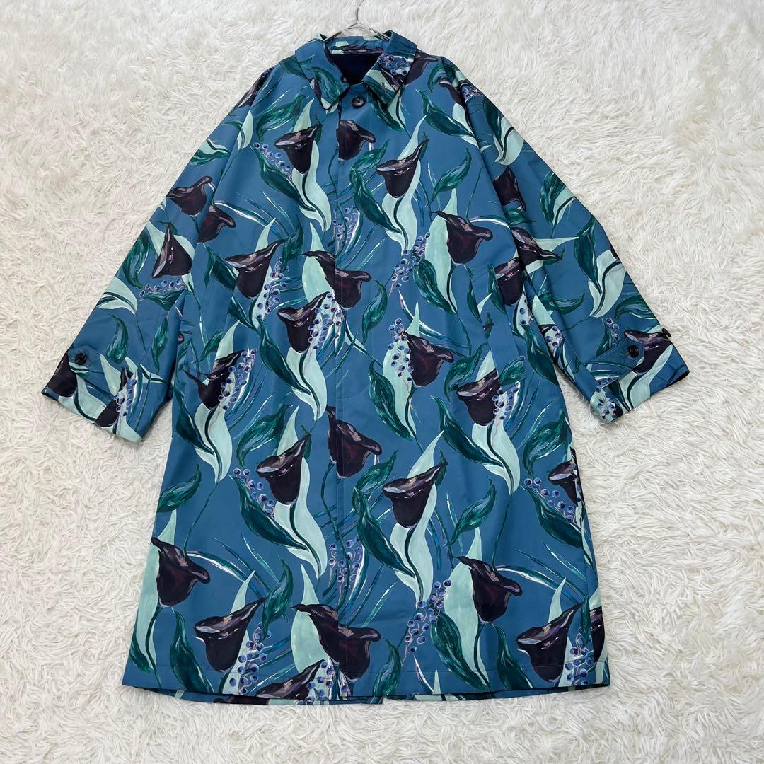 美品✨レインメーカー　バルカラーコート　植物柄　総柄　2022年製　FREE