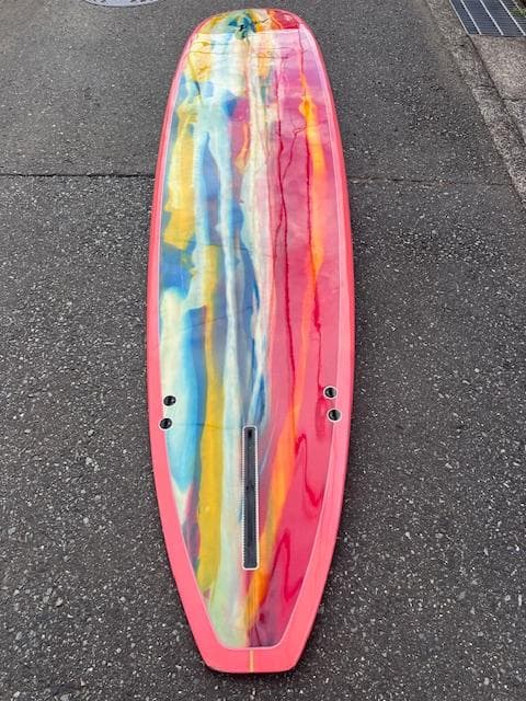 中古ロングボード ピンク&アブストラクトdesign 9’1f お洒落