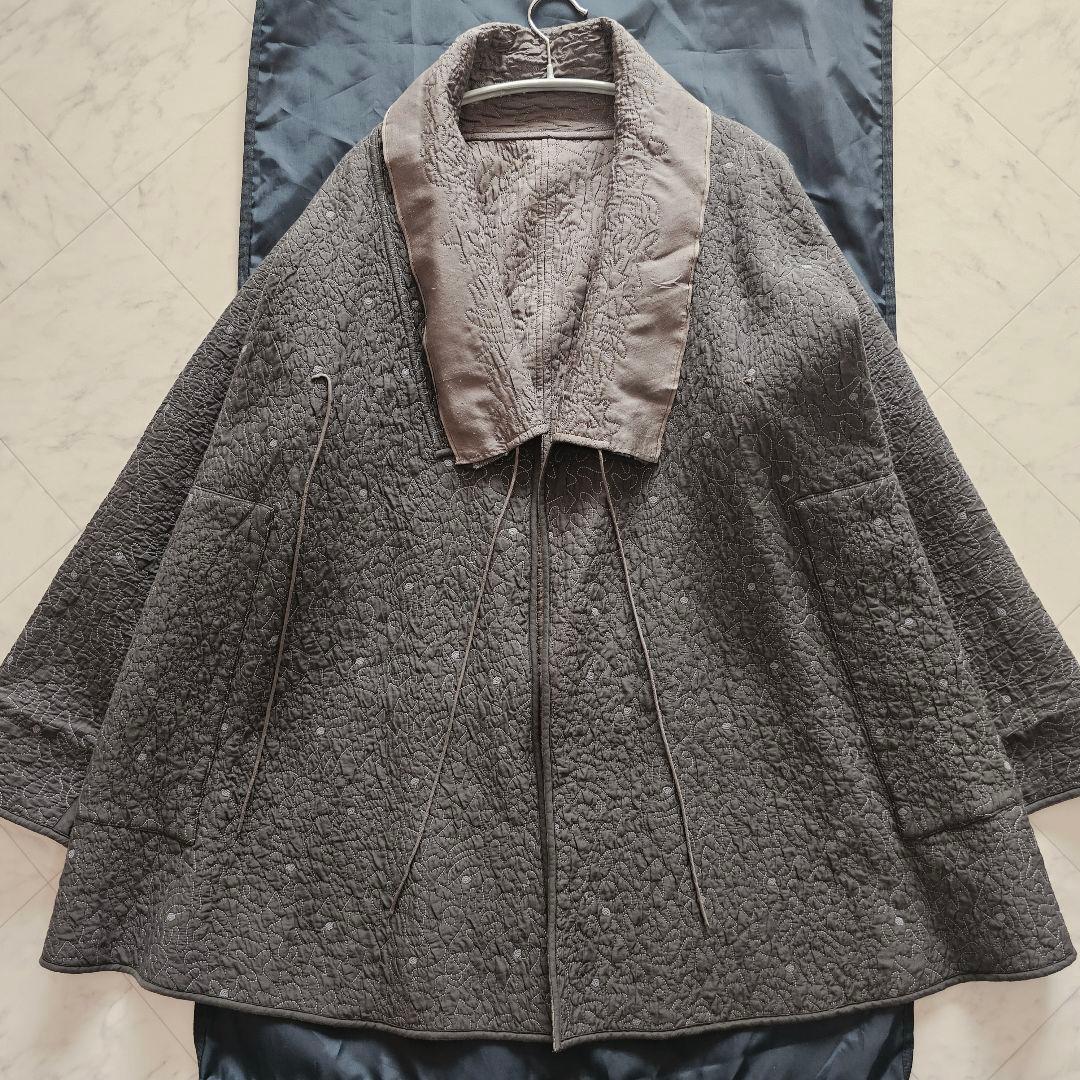 ヨーガンレール 総刺繍 シルク 中綿 リバーシブル ロング ガウン コート