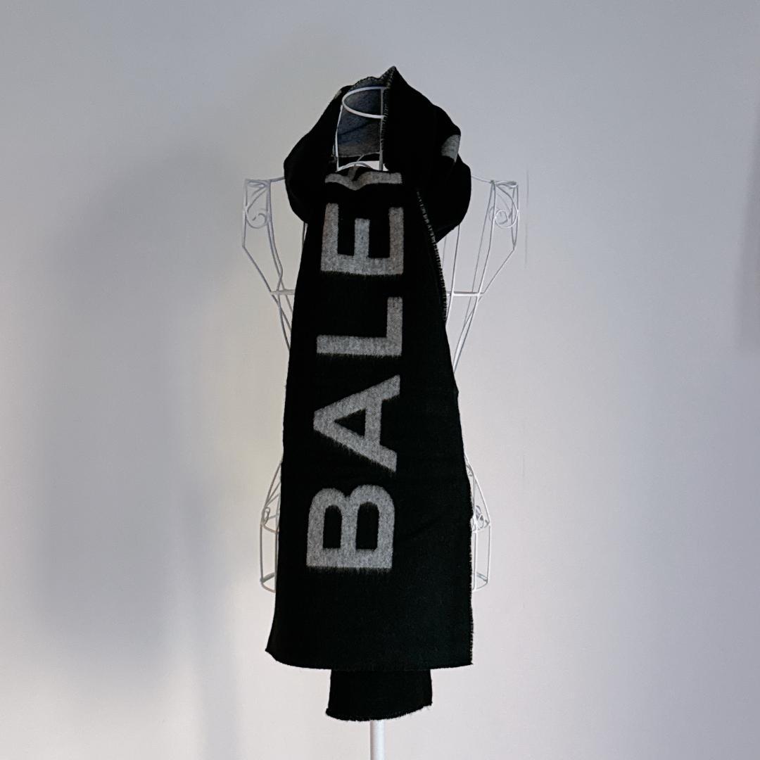 BALENCIAGA　バレンシアガ カシミヤマフラー リバーシブル ロゴ グレー