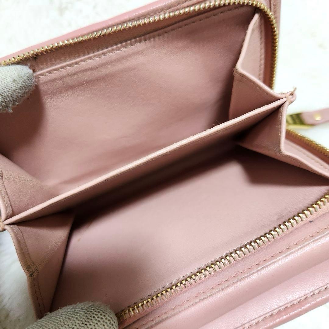 ✨極美品　付属品完備✨ミュウミュウ　三つ折り　マテラッセ　ビジュー　ピンク