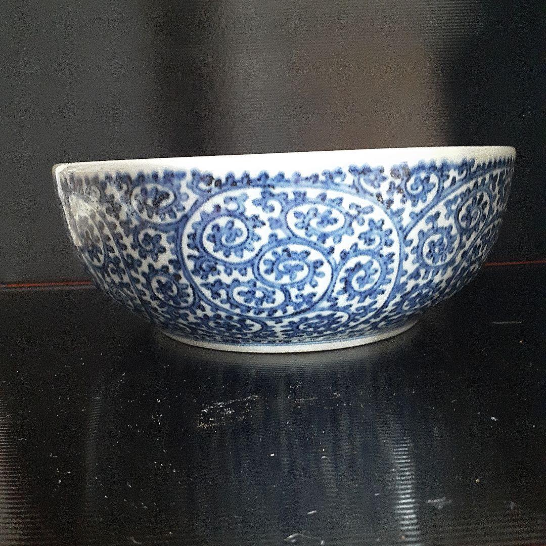 江戸時代染付たこ唐草鉢
