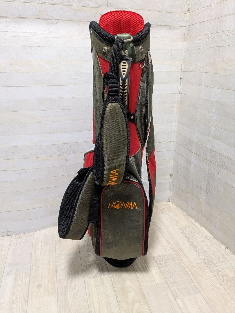 HONMA キャディバッグ スタンド付き レッド✕スモーキーグリーン