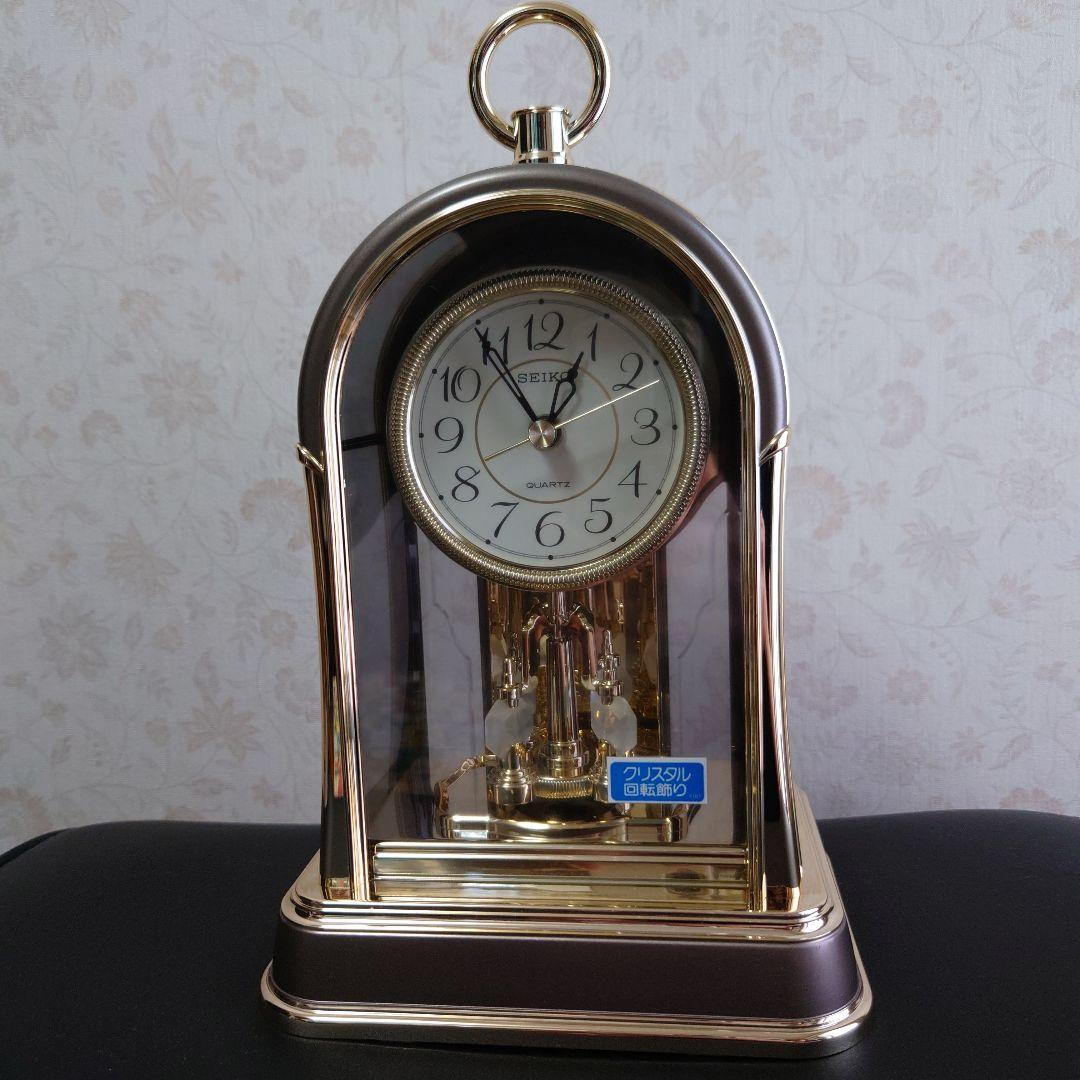 服部セイコー セイコークオーツクロック回転飾り付き 置き時計