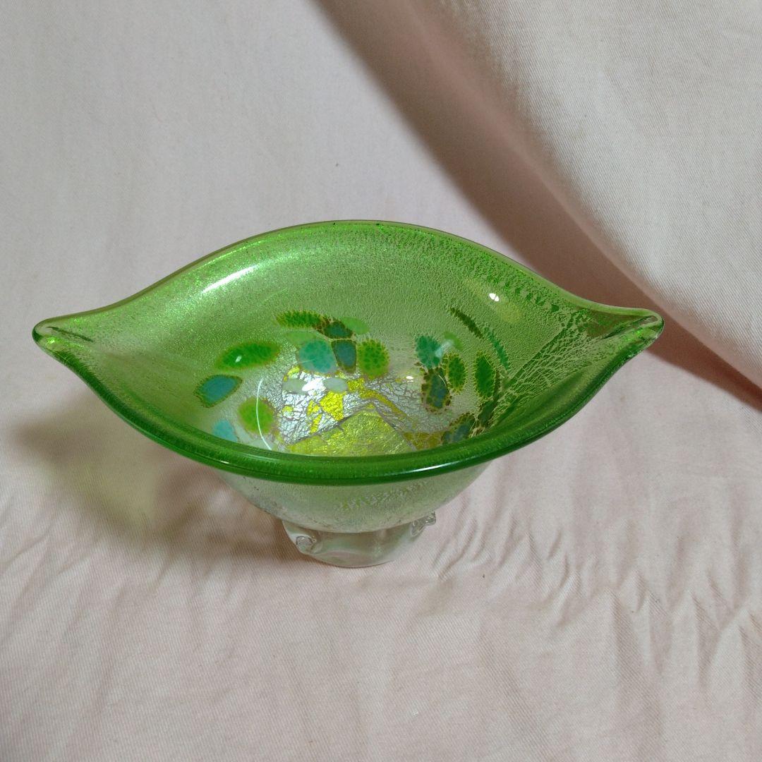 作家物　創作ガラス　 葉の形のガラス