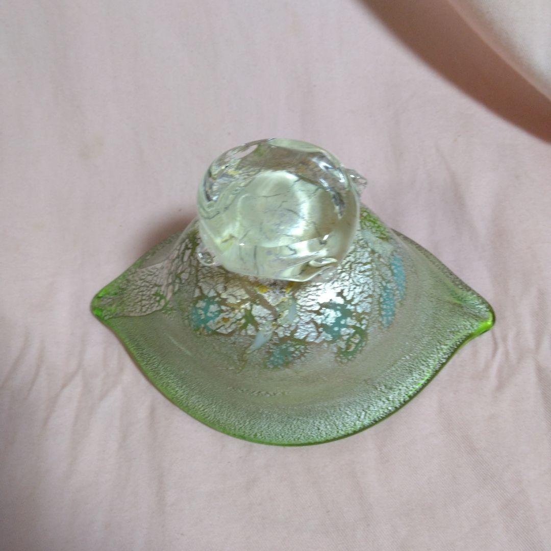 作家物　創作ガラス　 葉の形のガラス