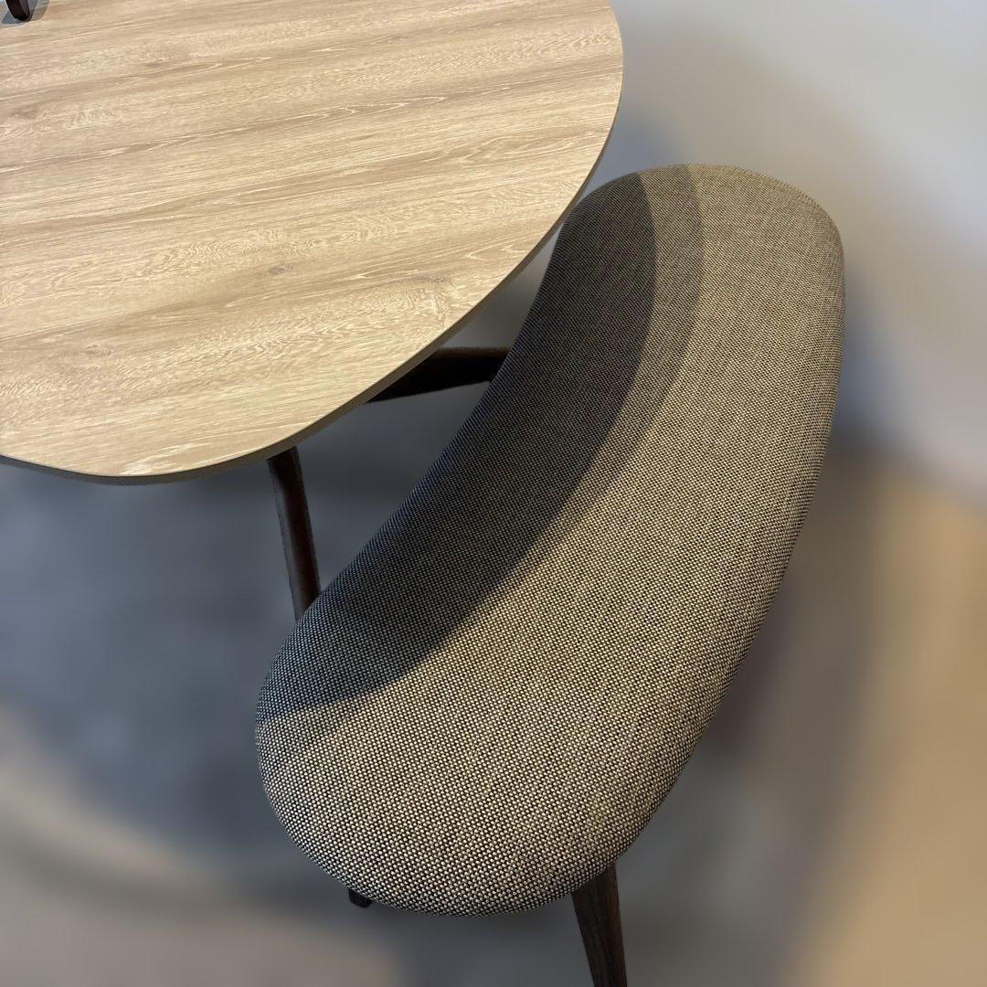 オーバルダイニングテーブル ナチュラルウッド　おにぎり型　3点セット