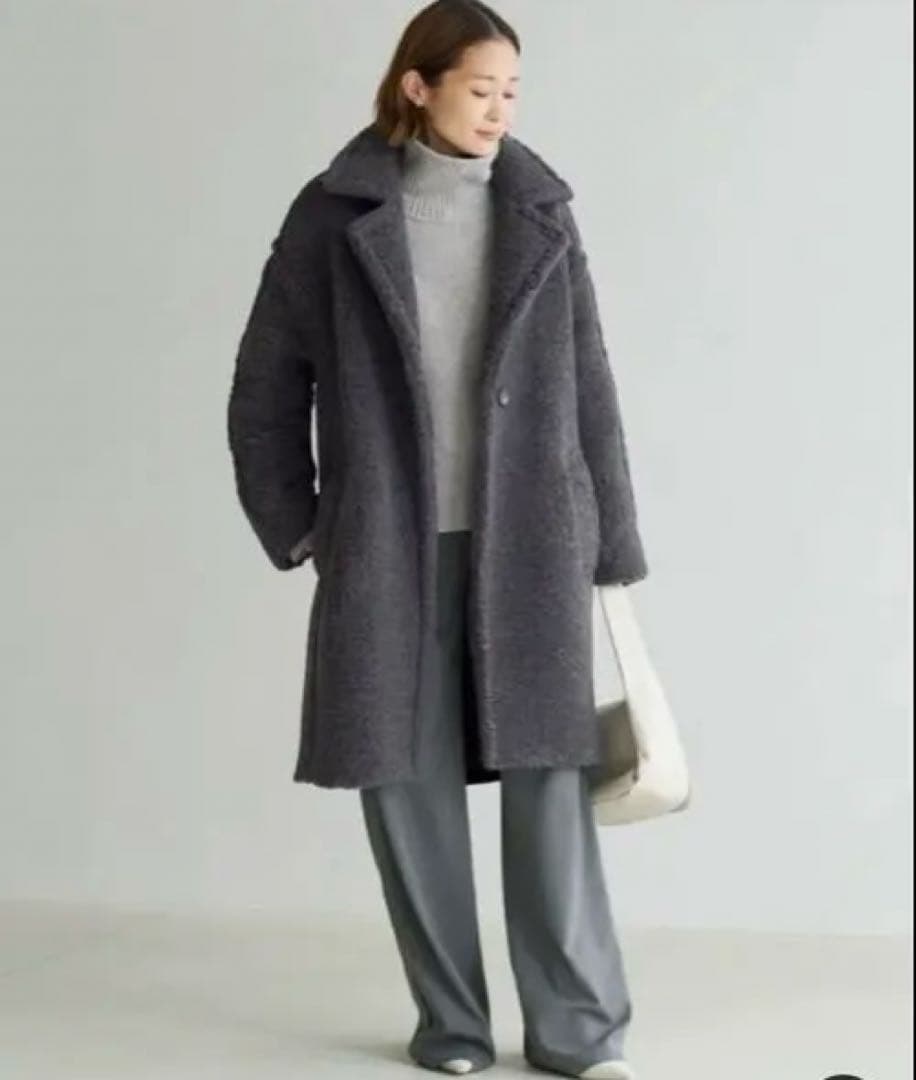 【なこきち】CINOH ボアロングコート グレー