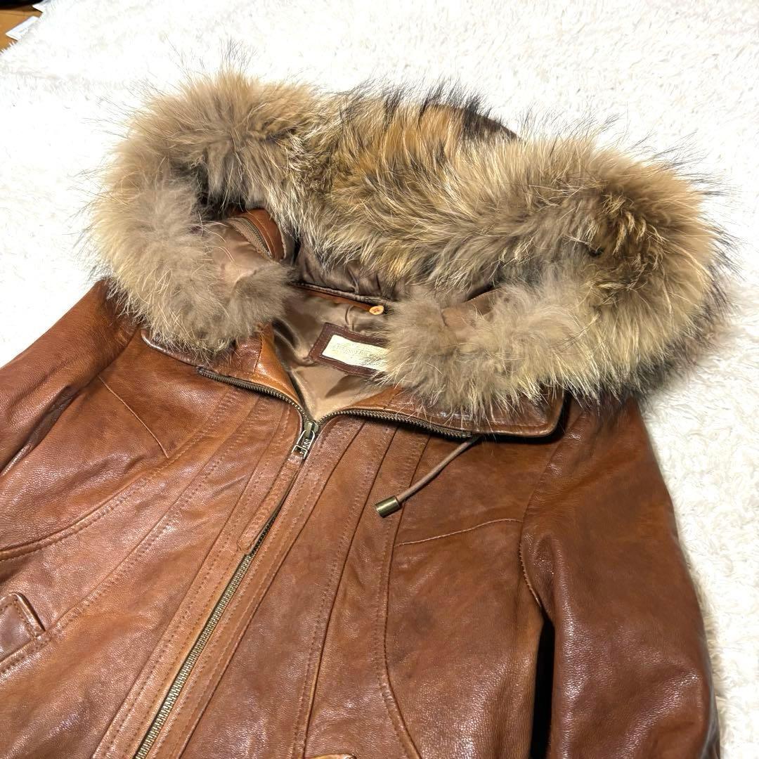 GOA Leather jacket 00's y2k ラクーンファー