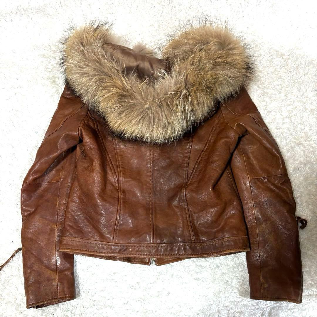 GOA Leather jacket 00's y2k ラクーンファー