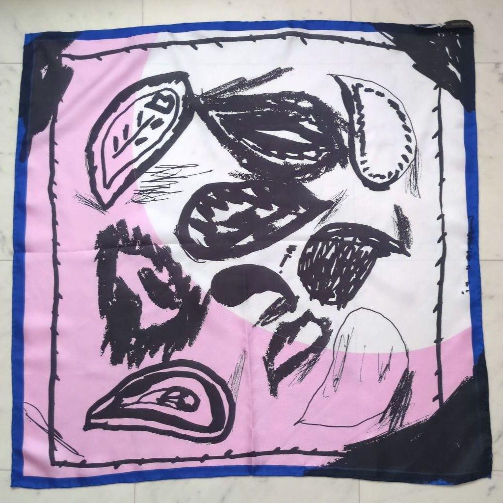 【美品】manipuri マニプリ ドローペイズリースカーフ シルク100%