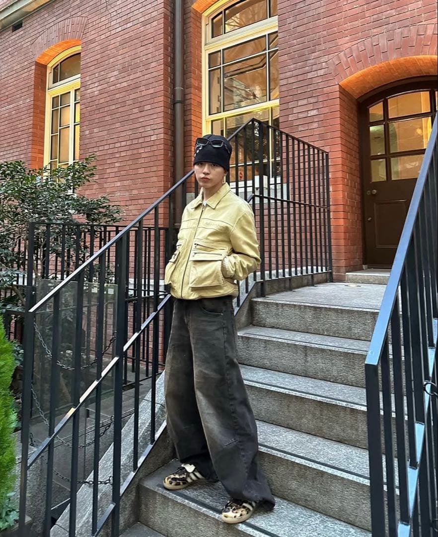 blessu wrinkle crack baggy denim Mサイズ