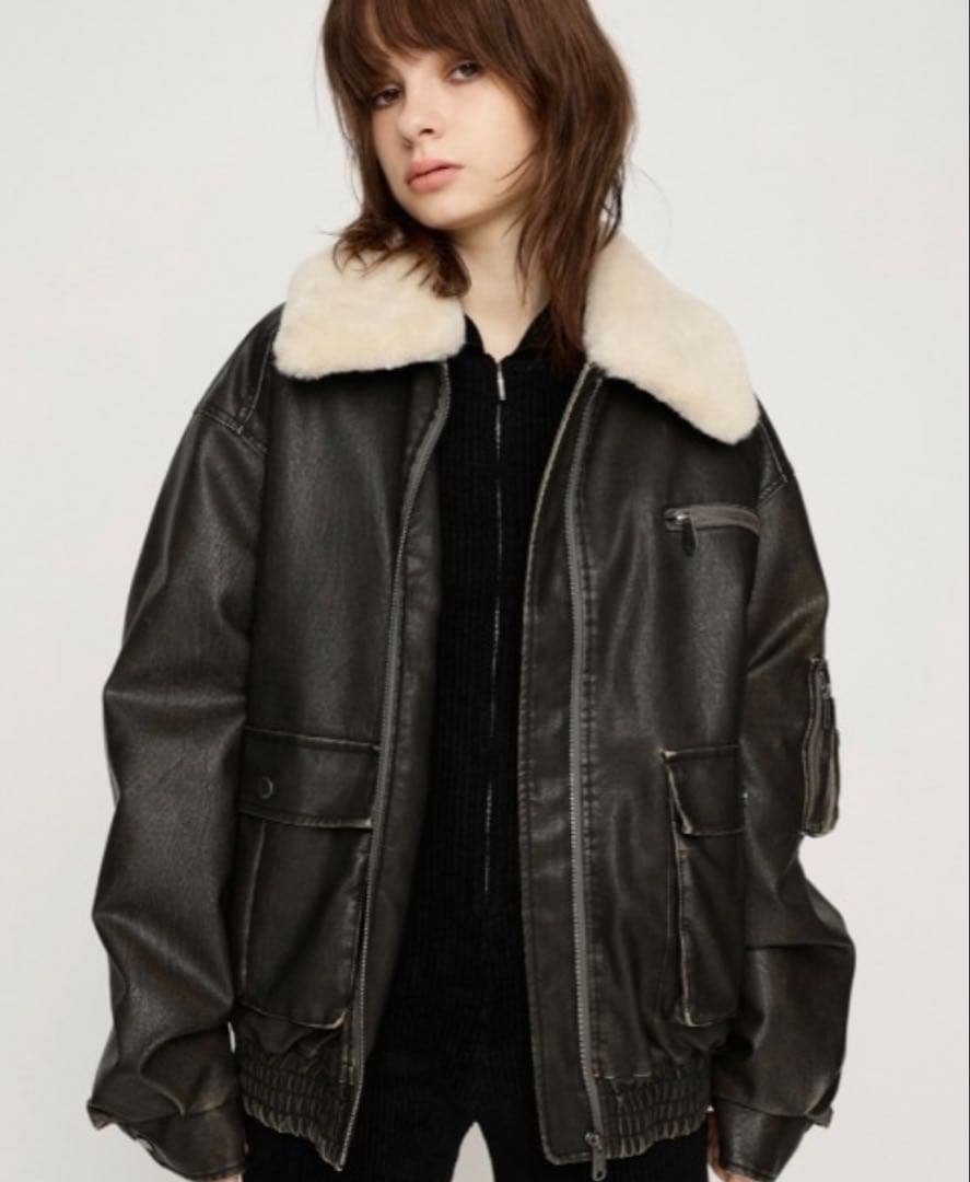 SLY アウター　ヴィンテージ フェイクレザー ショート ブルゾン アウター