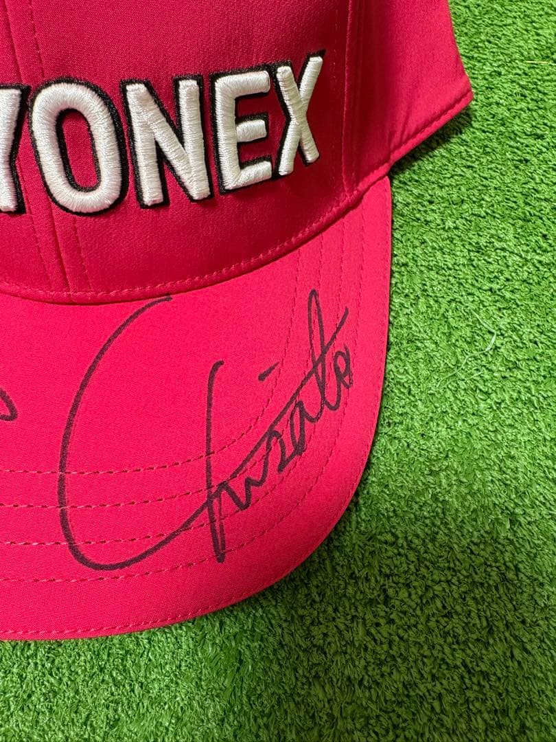 YONEX ピンクキャップ 岩井姉妹直筆サイン入り