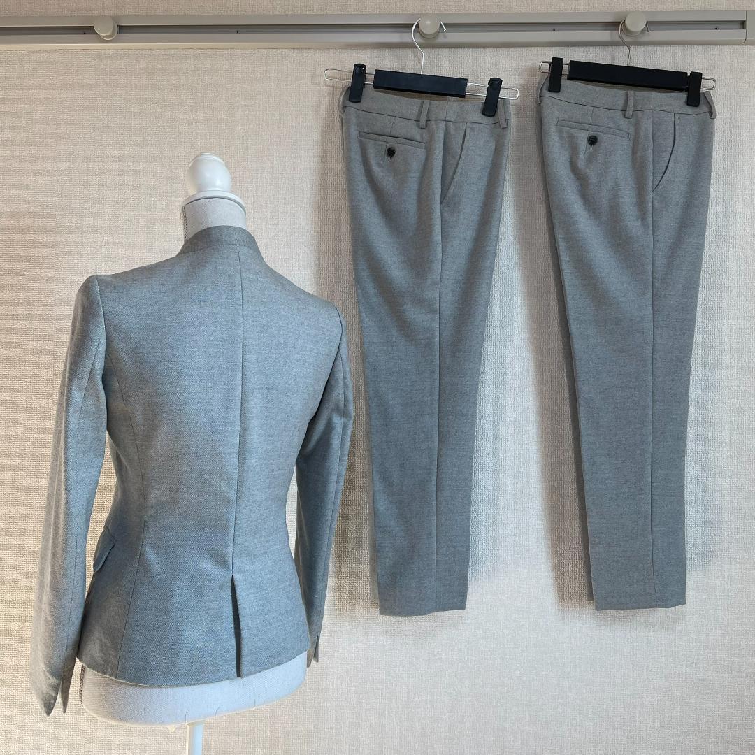 スーツカンパニー グレー パンツスーツ3点セット 36 美品 秋冬