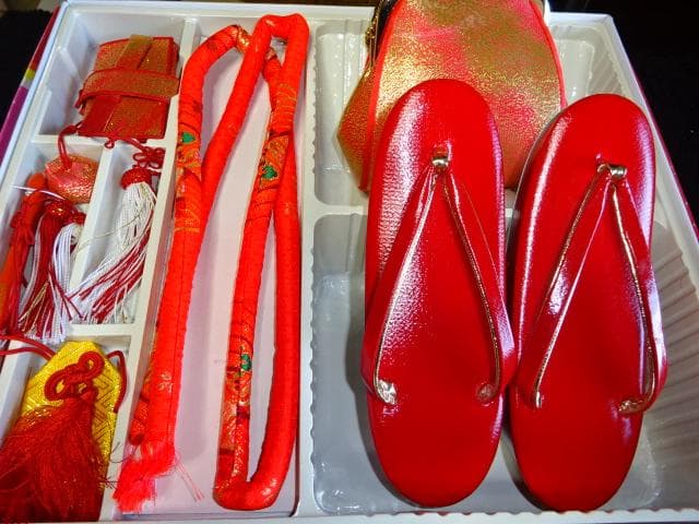 7才用　着物　帯（未使用品）セット11点　黒　女の子フルセット