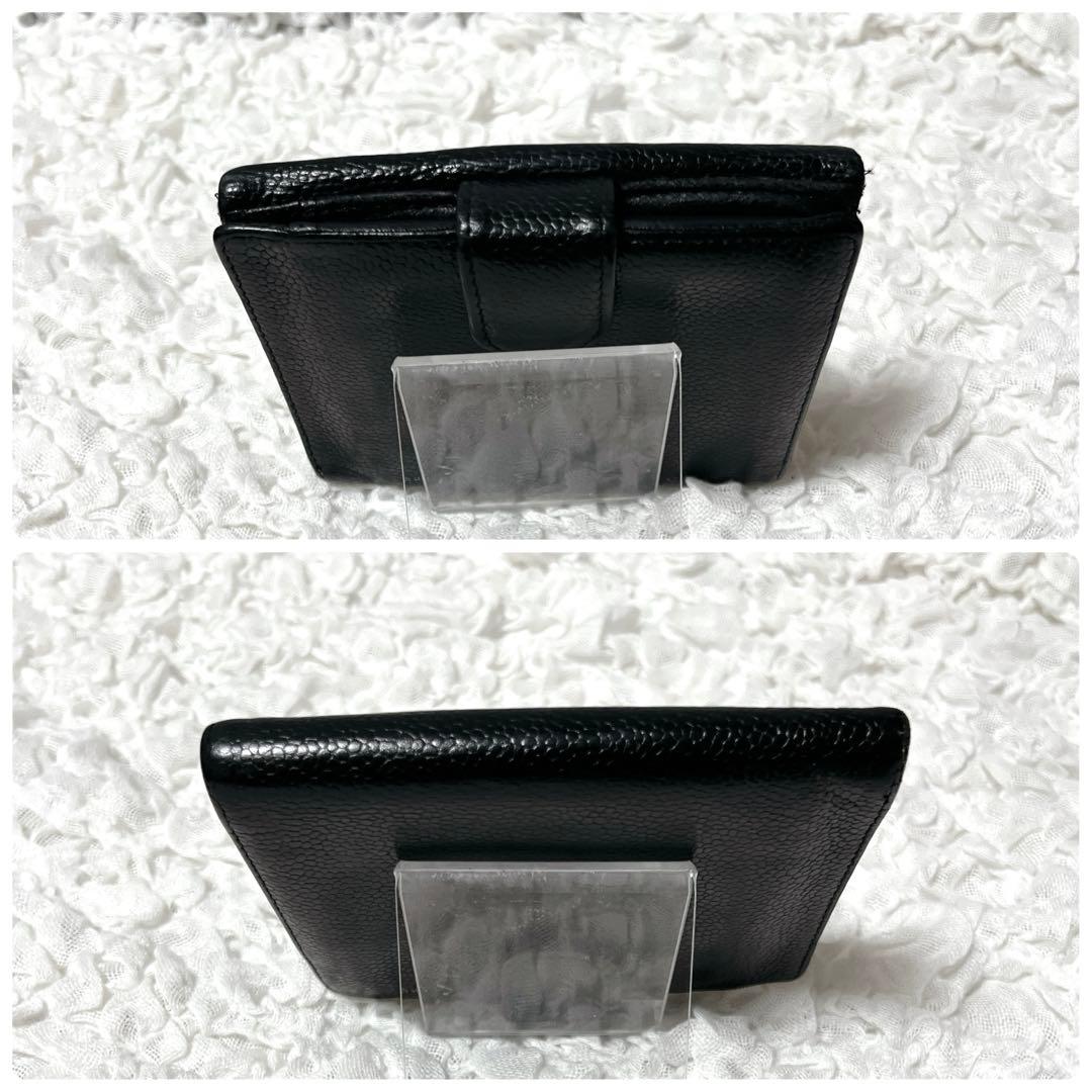 CHANEL✨シャネル キャビアスキン 折り財布 ココマーク ブラック