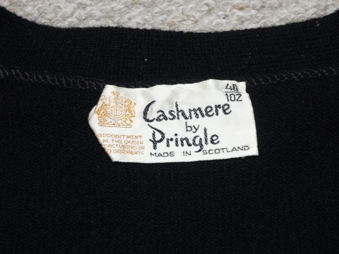 聖*様 ８０ｓ　プリングル　カシミヤカーディガン　スコットランド製　黒　ヴィンテ