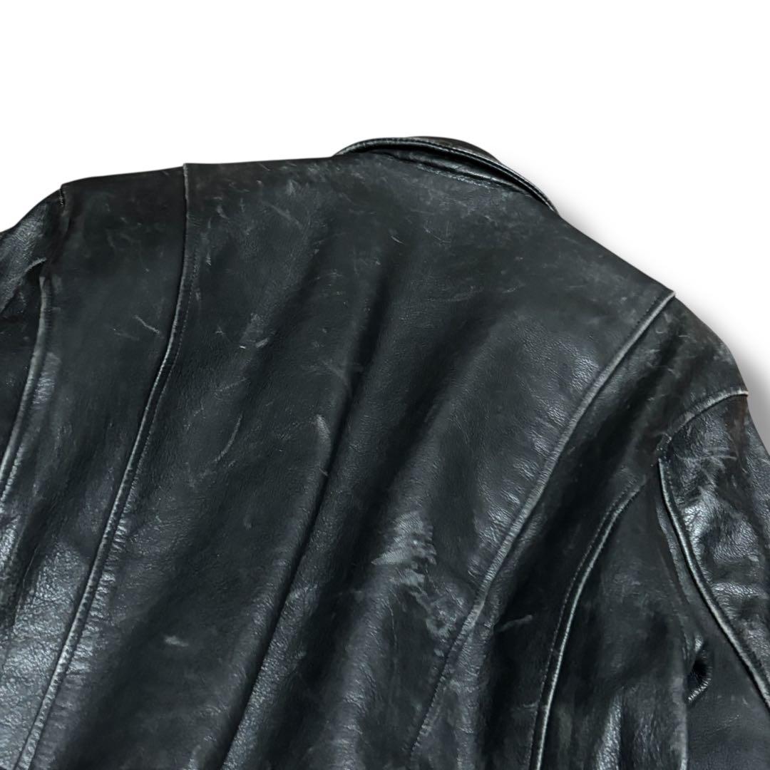 【状態良好】90's 白タグ エディーバウアー 牛革 シングルライダース