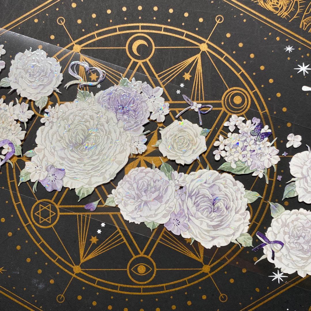 【9249】海外　マステ　中古巻　貝殻光マスキングテープ　お花系　紫