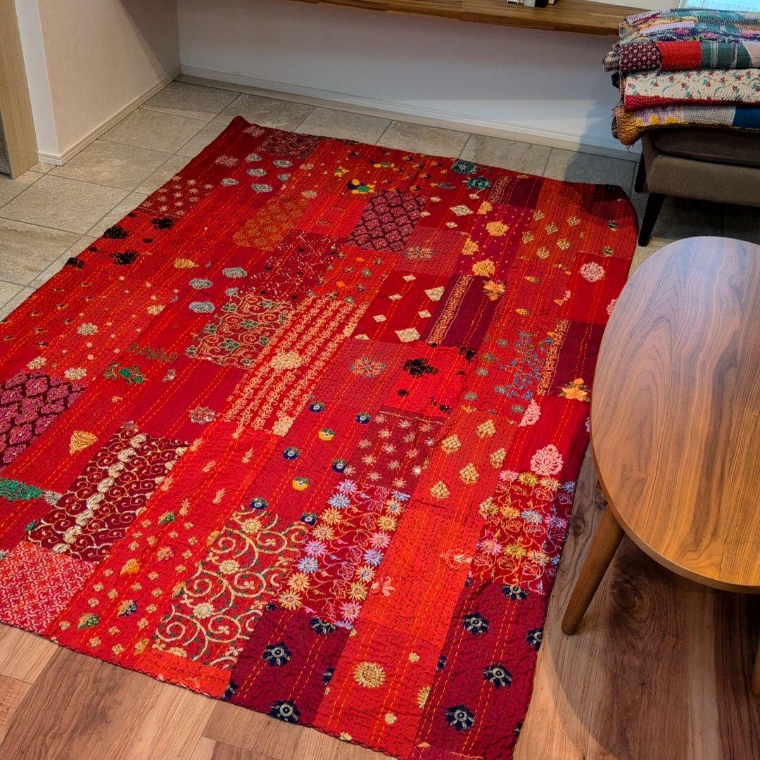 【M】ビーズ刺繍 ヴィンテージ カンバディア カンタキルト パッチワーク 728