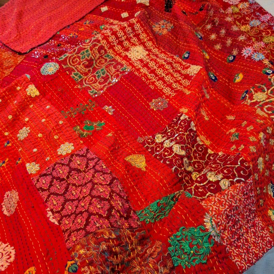 【M】ビーズ刺繍 ヴィンテージ カンバディア カンタキルト パッチワーク 728