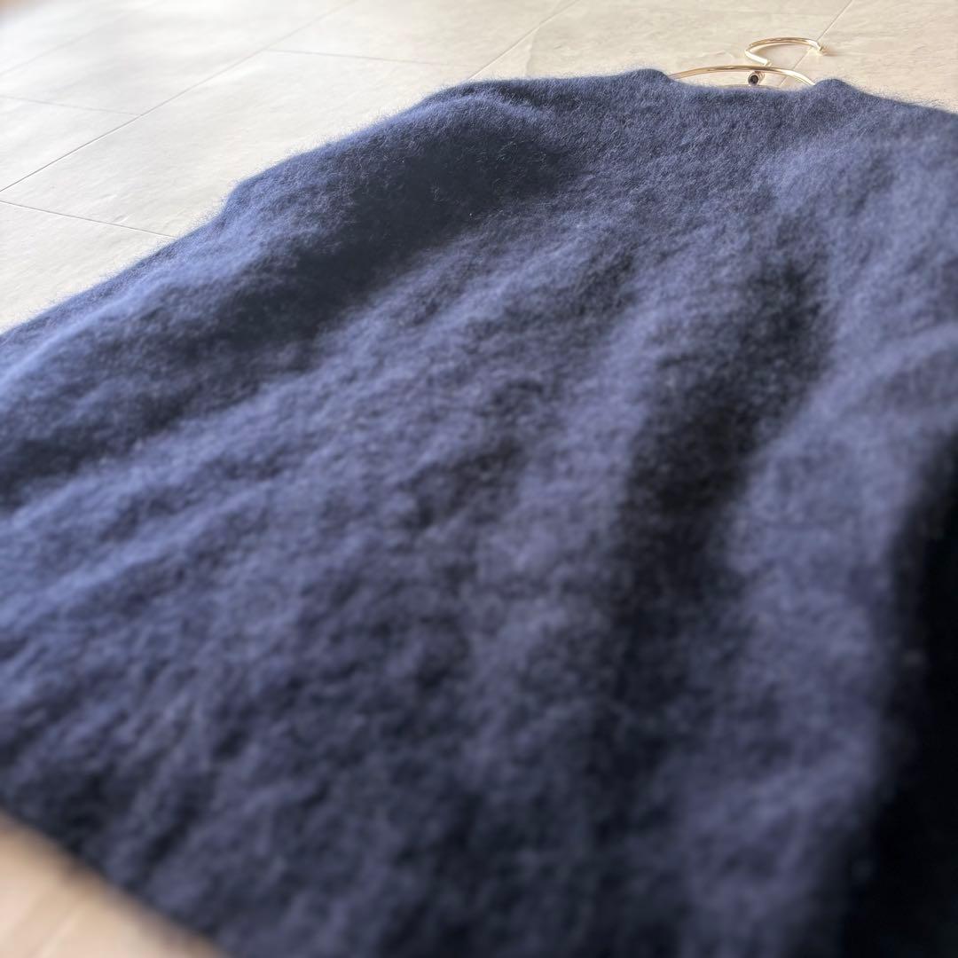 NO.5-138 Ronherman カシミヤ100 モヘアニット　長袖　S 紺