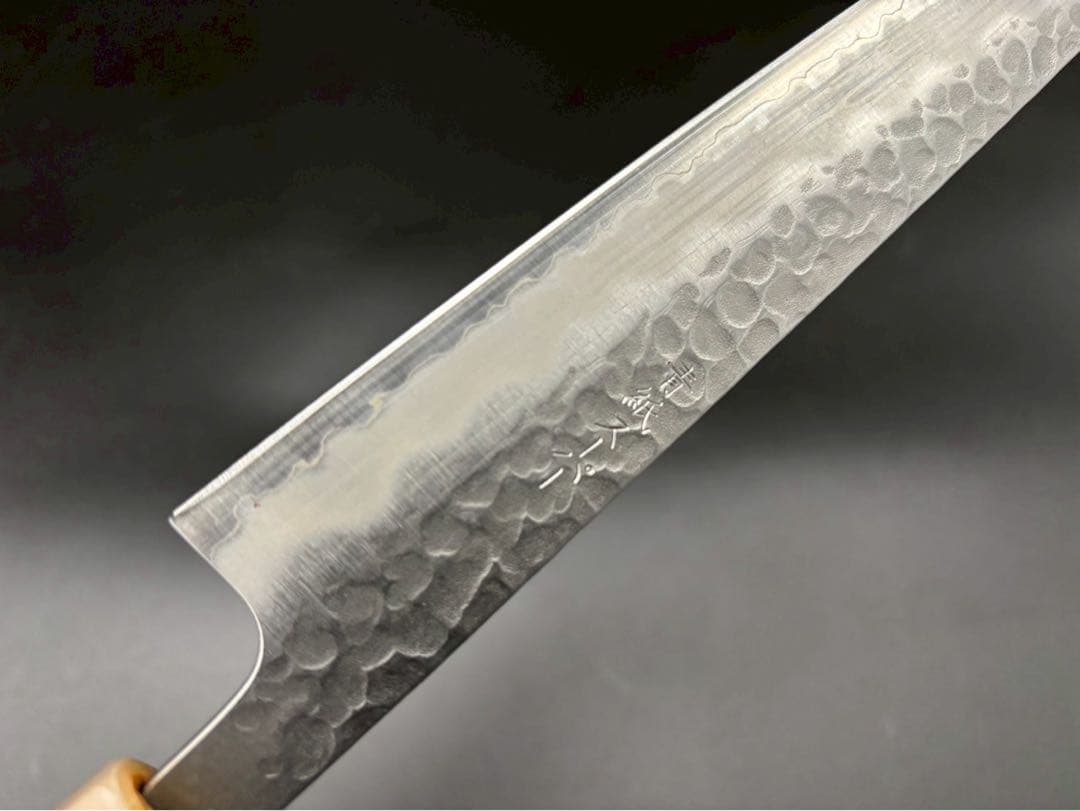 日本製　青紙スーパー鋼割り込み筋引き包丁240mm 花梨瘤八角柄　柳刃包丁