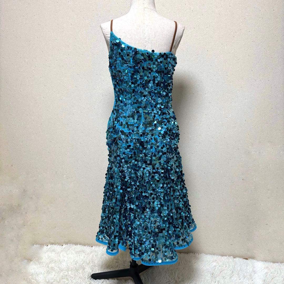 TAKA DANCE 社交ダンス ドレス Mサイズ スパンコール ライトブルー