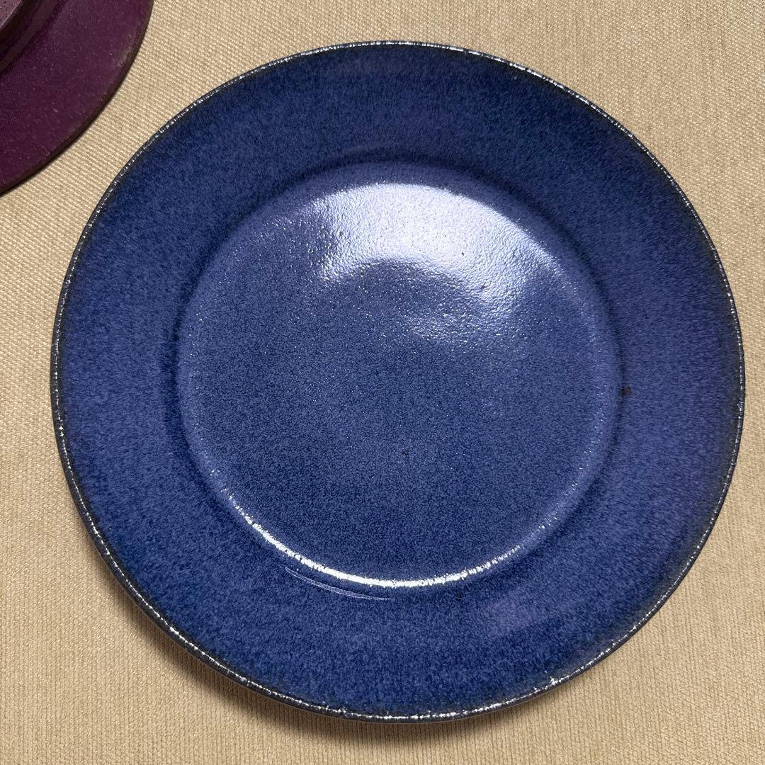 未使用　小澤基晴　7寸　リム皿　深皿　ゆかり　すみれ2枚セット