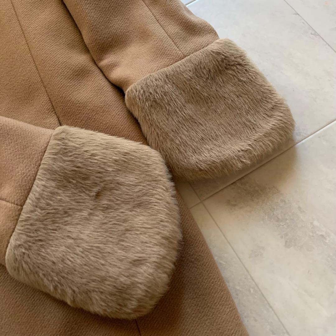 美品♡ヘルノ エコファー インナーダウン 異素材 ウール キャメル 38