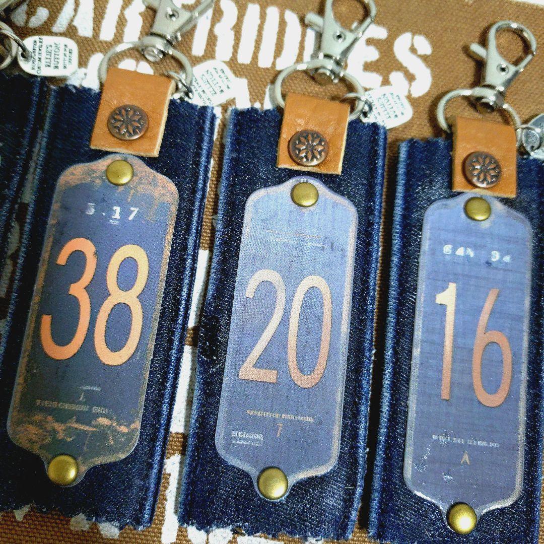 デニムリメイク☆タグチャーム☆ナンバー☆大判☆５個セット