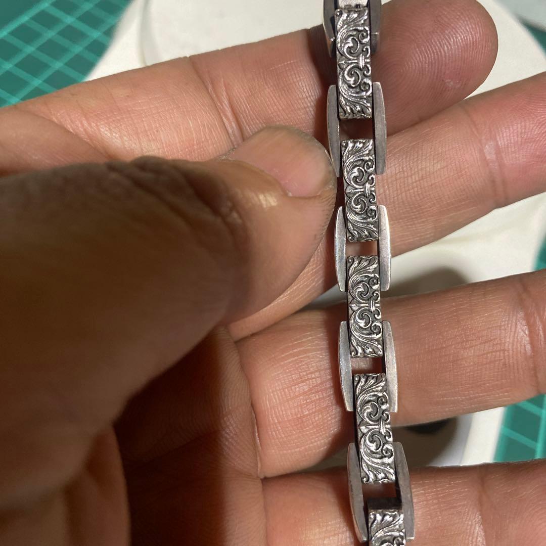 925 ブレスレット　ユリ柄　両面　リストバンド